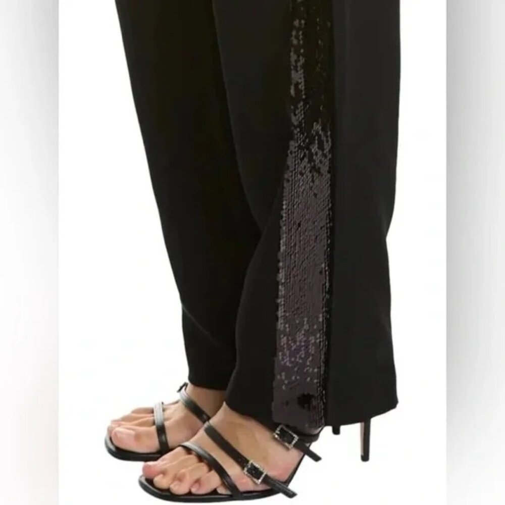 Cinq a Sept Sequin Ruthy Pleated Tuxedo Wide Leg Trouser Pant Sz 2 $425 - Picture 2 of 9